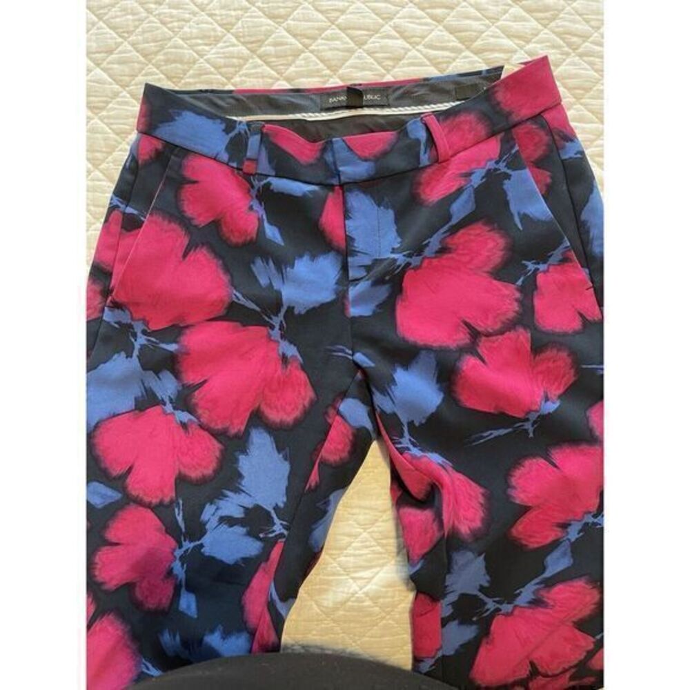 Banana Republic Avery Floral Low‎ Rise Dress Pants Pink Blue Stretch Sz 00